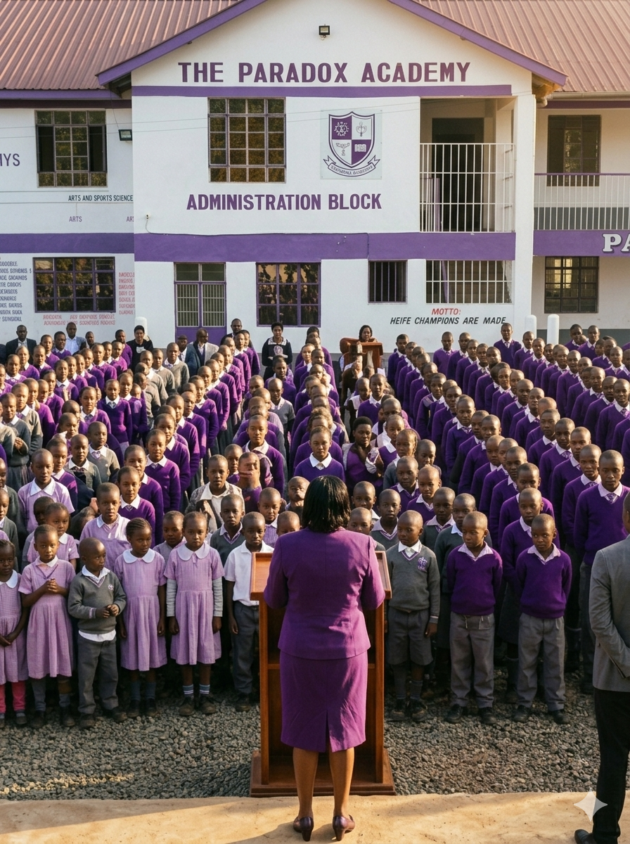 Morning assembly on the campus quad